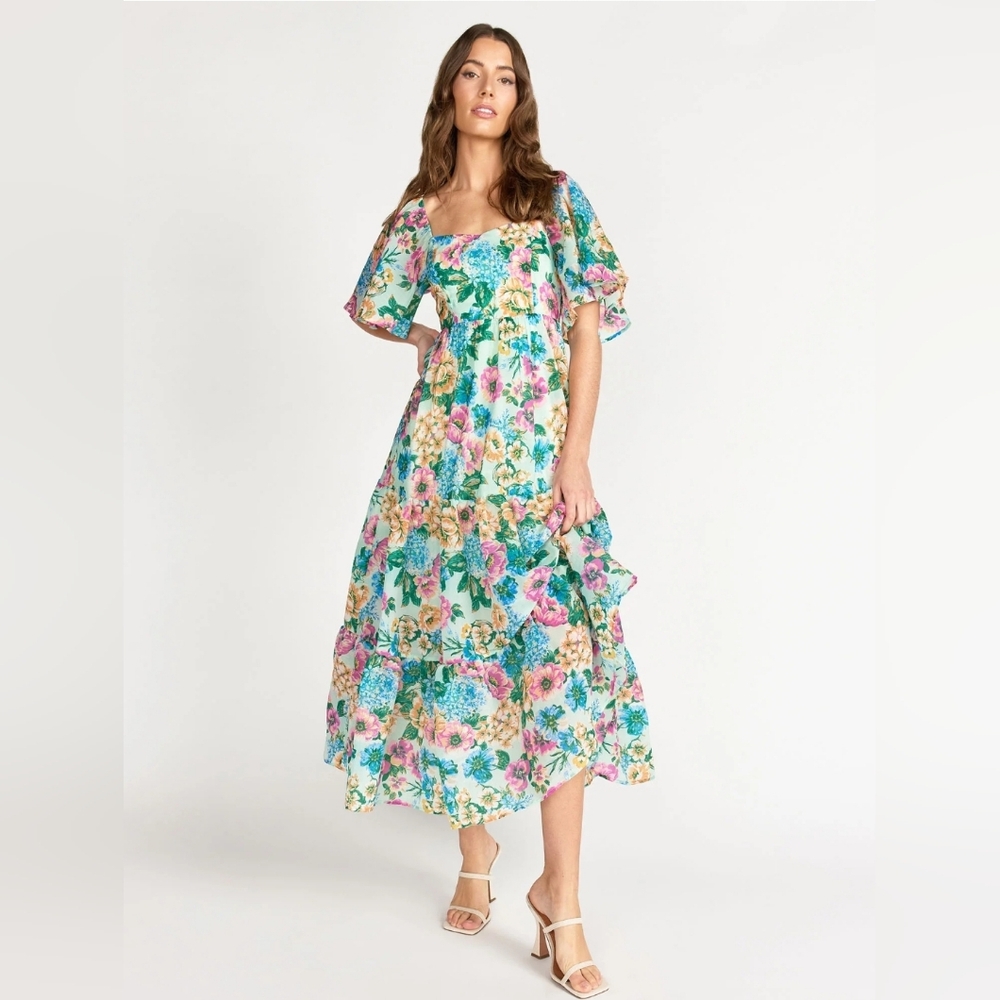 Flying Tomato Floral Maxi Dress in Aqua, Pink, Yellow